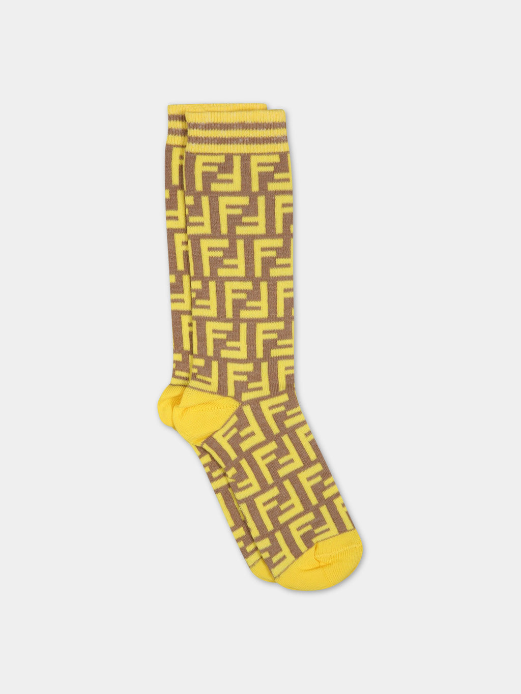 Brown socks for kids with yelllow FF